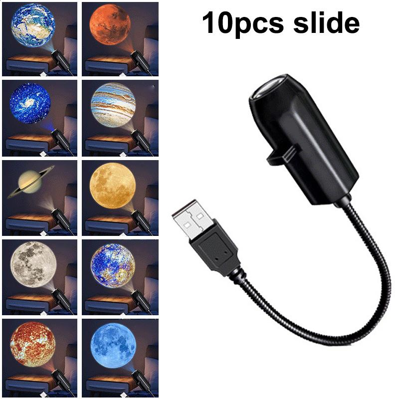 USB-Direktstecker Planetenprojektorlampe Halloween Weihnachts-Atmosphärenlichter Kreatives LED-Nachtlicht für Schlafzimmer-Hintergrund
