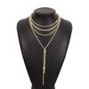 Exaggerated Niche Fashion Rhinestone Necklace Multi-layer Light Luxury Tassel Necklace Dinner Dance Back Accessories