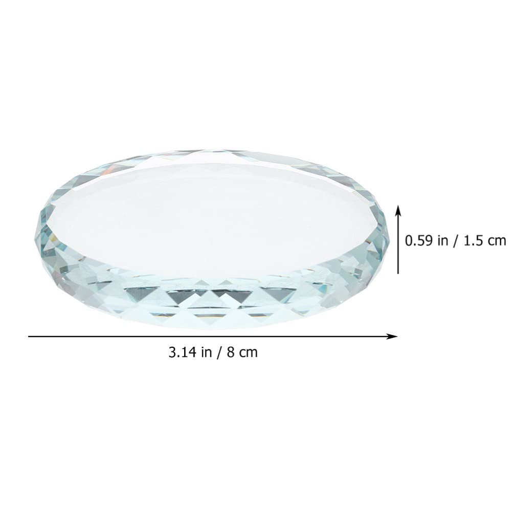 Healifty 2-Piece Glass Drink Coasters with Crystal Craft Cutouts, 8cm Clear Decorative Round Display Base for Kitchen and Restaurant Tabletops