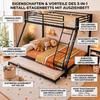 Metal Bunk Bed 90x200 & 140x200 Cm, Pull-Out Bed 90x190cm, Family Bed Capacity Up To 550kg, 3 Sleeping Places, Slanted Ladder & Fall Protection, Black
