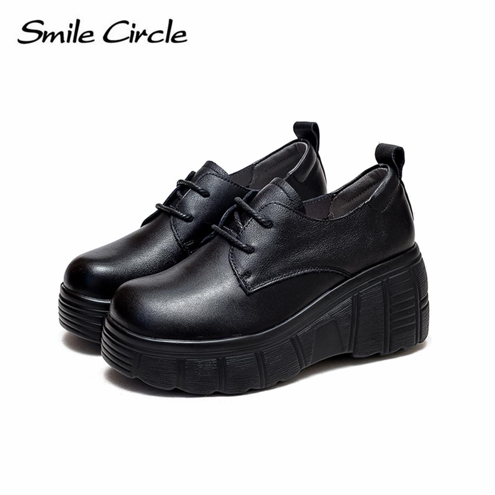 Přírodní kůže Nízké mokasíny Šněrování Hrubé dno Ploché boty Módní design Ležérní Dámská obuv