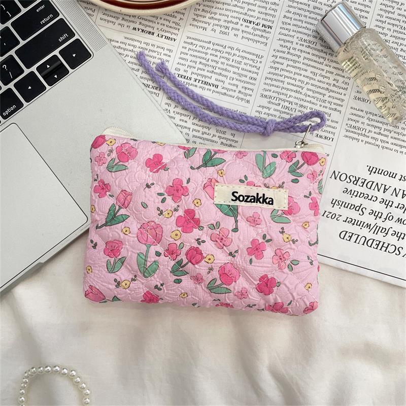 Sweet Cute Animal Floral Quilted Padded Portable Sanitary Napkin Storage Bags Coin Purse Cosmetic Bags Card Packs Key Bags Gifts