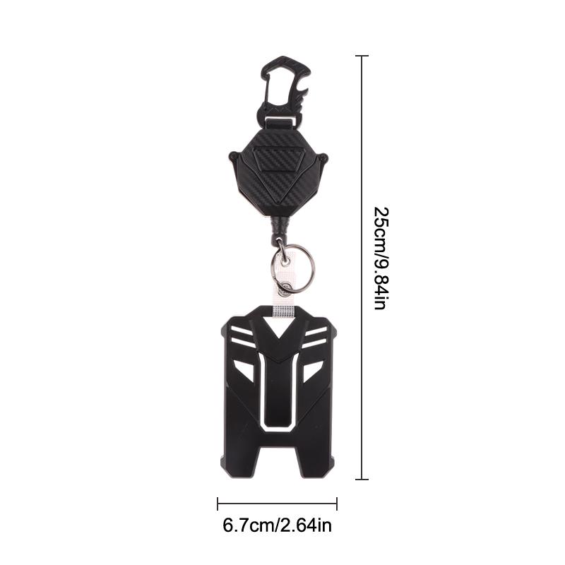 Retractable Badge Holder Heavy Duty Badge Clip Carabiner Keychain ID Card Holder Outdoor Steel Wire Rope Buckle Spring Keyring