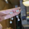 2025 Trendy Women's Light Luxury Long Tassel Bow Earrings with 925 Silver Needles