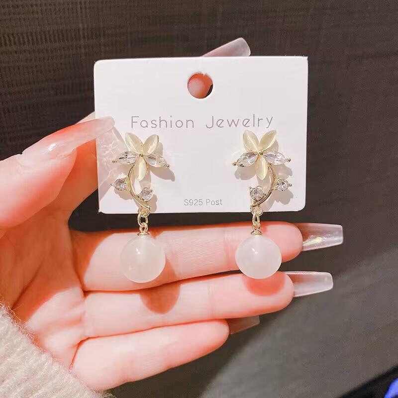 925 Silver Needle Geometric Pearl Earrings For Women Fashion Earrings Flowing Tassel Earrings Elegant Jewelry