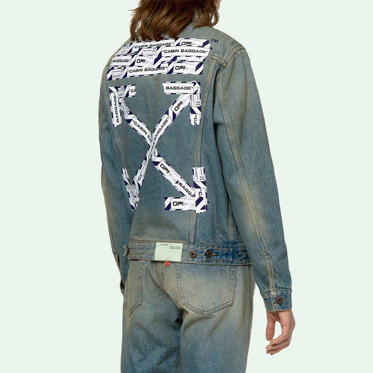 Giacca di Jeans con Nastro Aeroportuale OFF WHITE OMYE005S203860037388