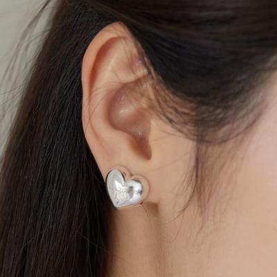 (Argent 925) Boucles d'oreilles Cœur Emblème Volumineux One-Touch EC3011