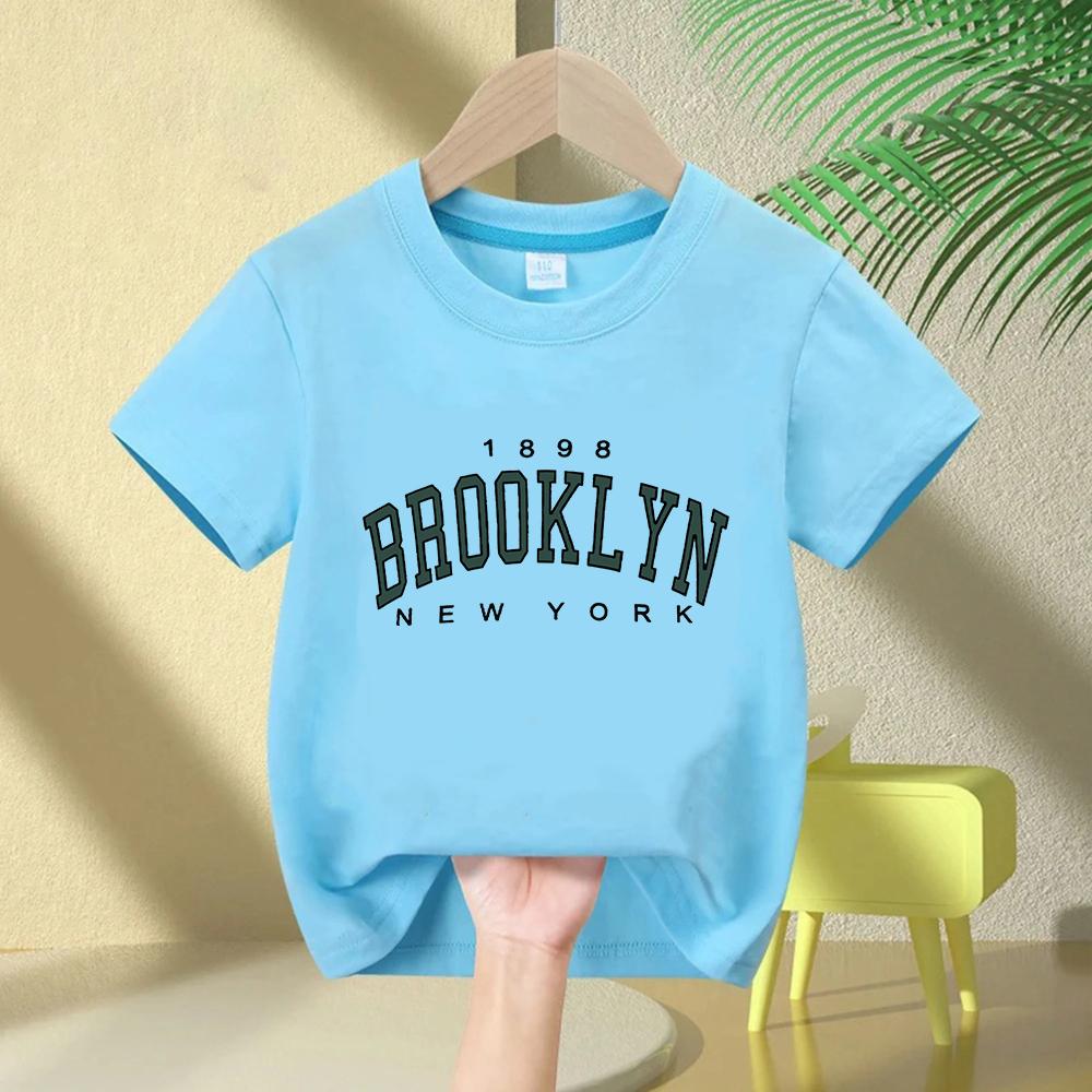 T Shirt Los Angeles Number 91 Brooklyn Graphic Round Neck Kids Tshirt Casual Girls Top 110