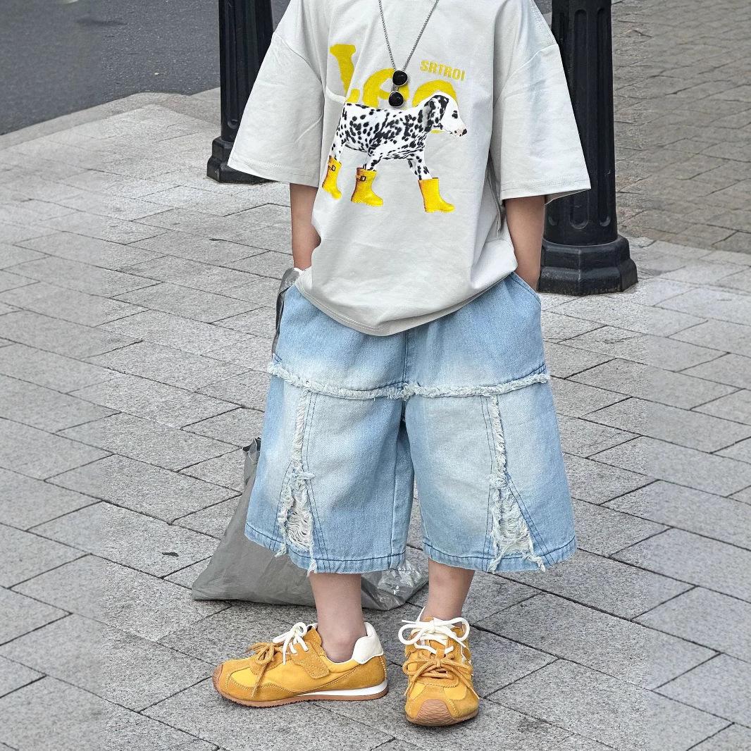 

Летние шорты в корейском стиле - Легкие джинсы для мальчиков и девочек 150 cm синий