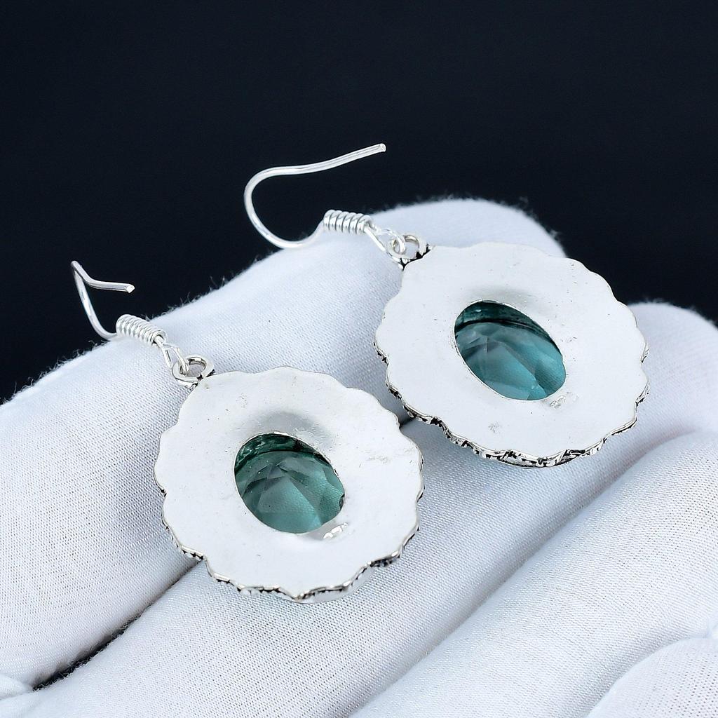 Aquamarin Edelstein Ohrringe, 925 Sterling Silber Ohrringe, Silber Ohrringe zum Verschenken, Aquamarin Hängeohrringe für Jubiläumsgeschenk