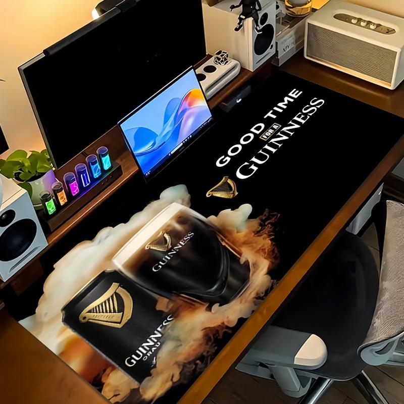 Guinness Harp Logo Large Desk Mat, Black Base Non Slip Gaming Mouse Pad for Home Office Desktop