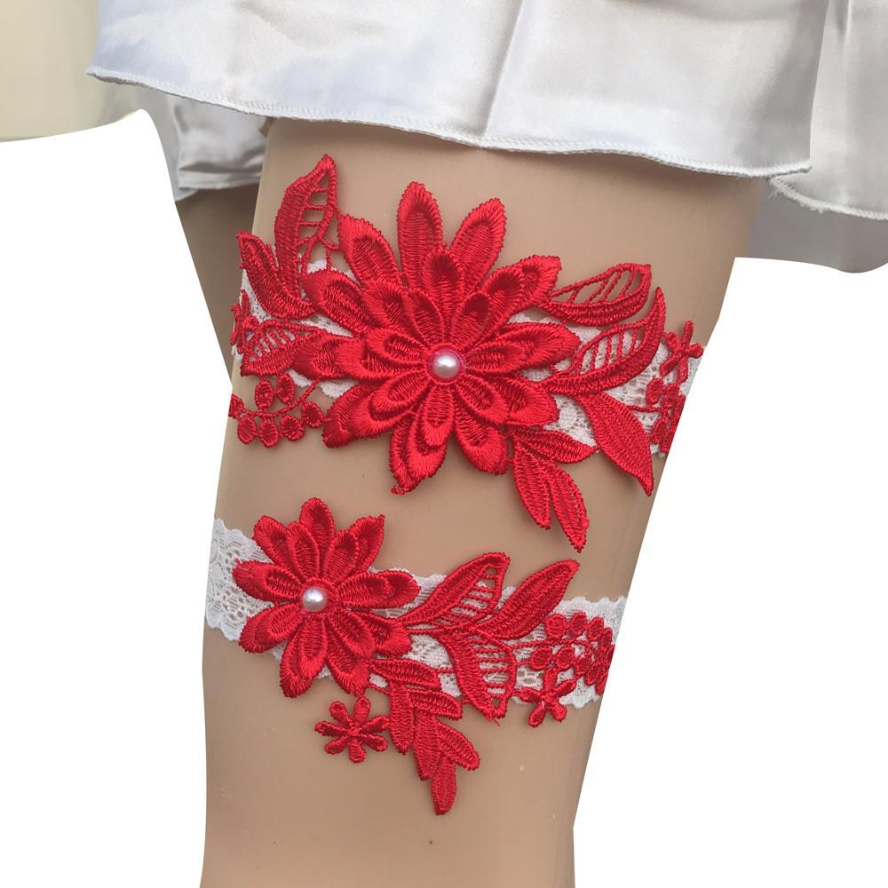 European & American Bridal Chiffon Flower Rhinestone Garter