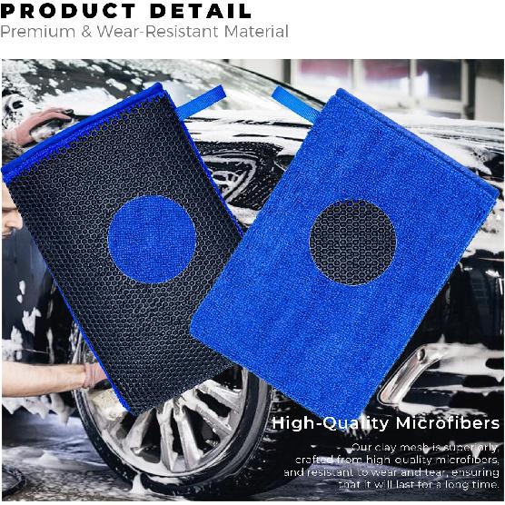 2 Pack Clay Mitt, Microfiber Clay Bar for Car Detailing, Reusable Clay Bar Glove Clay Towel, Scratch-Free Safe Clay Eraser Mitt for Cars Paint
