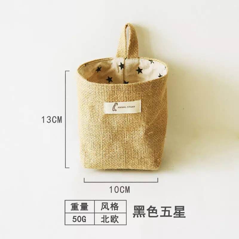 Sac de rangement en jute, coton et lin Panier de rangement pour bureau Organisateur de poche suspendu Panier à jouets Boîte de rangement pour cosmétiques et articles divers Décor