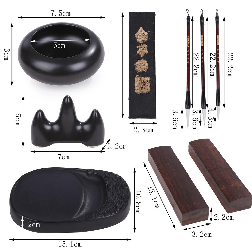 Pureseek Calligraphy Set for Sutra Shaking Calligraphy Set with Water Letter Storage Kuretake Black Calligraphy Scabbard Popular Adults, Set, Brush,