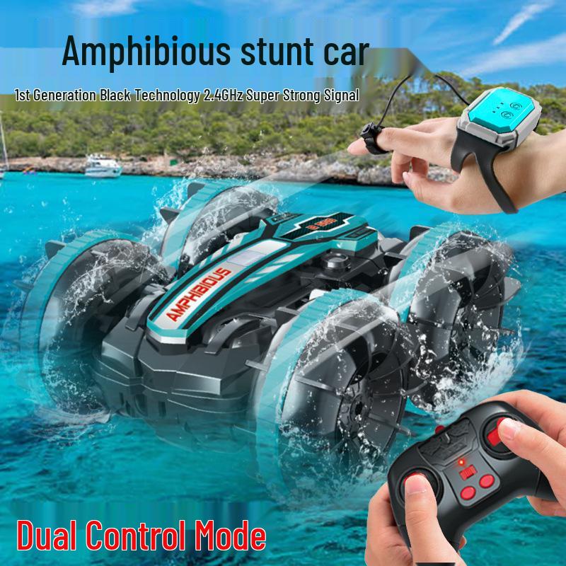 Amphibious Remote Control Stunt Car - Double-Sided Land & Water Toy Vehicle