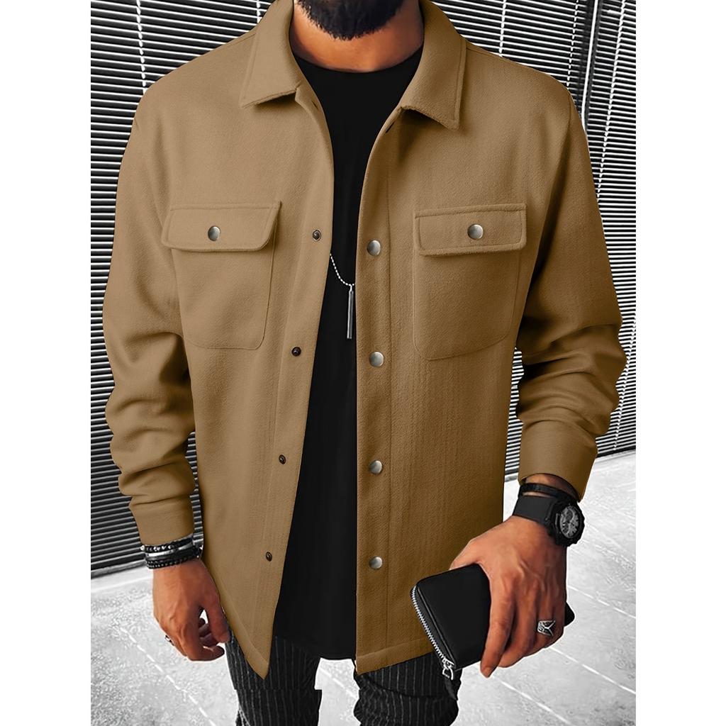 New Men's Casual Corduroy Work Jacket, Loose Lapel Oversized Workwear Coat for Men, European American Crossborder Outwear