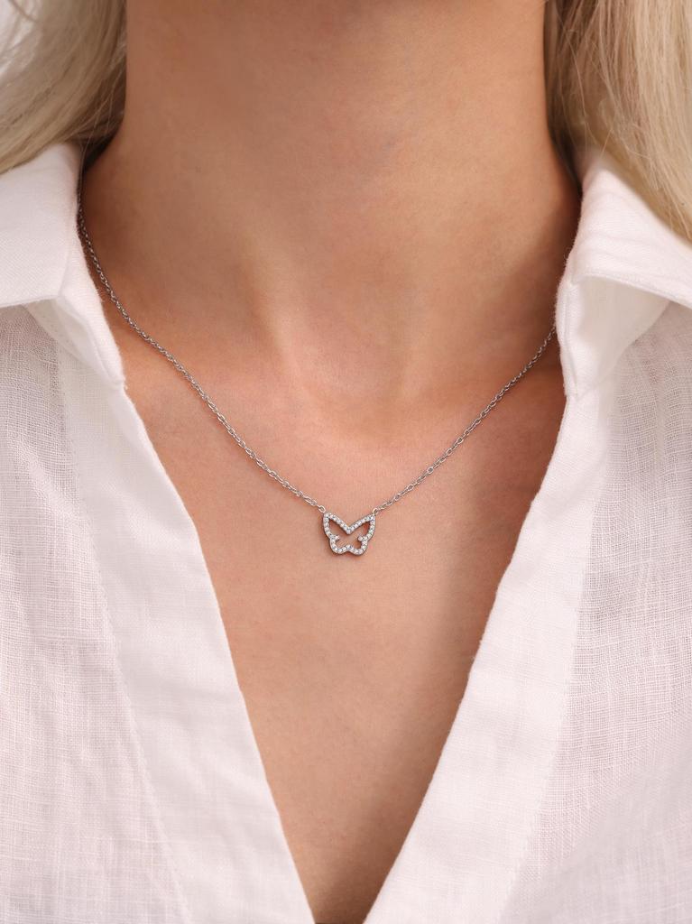 Qiong Yao Butterfly Pendant Necklace - Chic Stainless Steel Luxury for Trendsetters