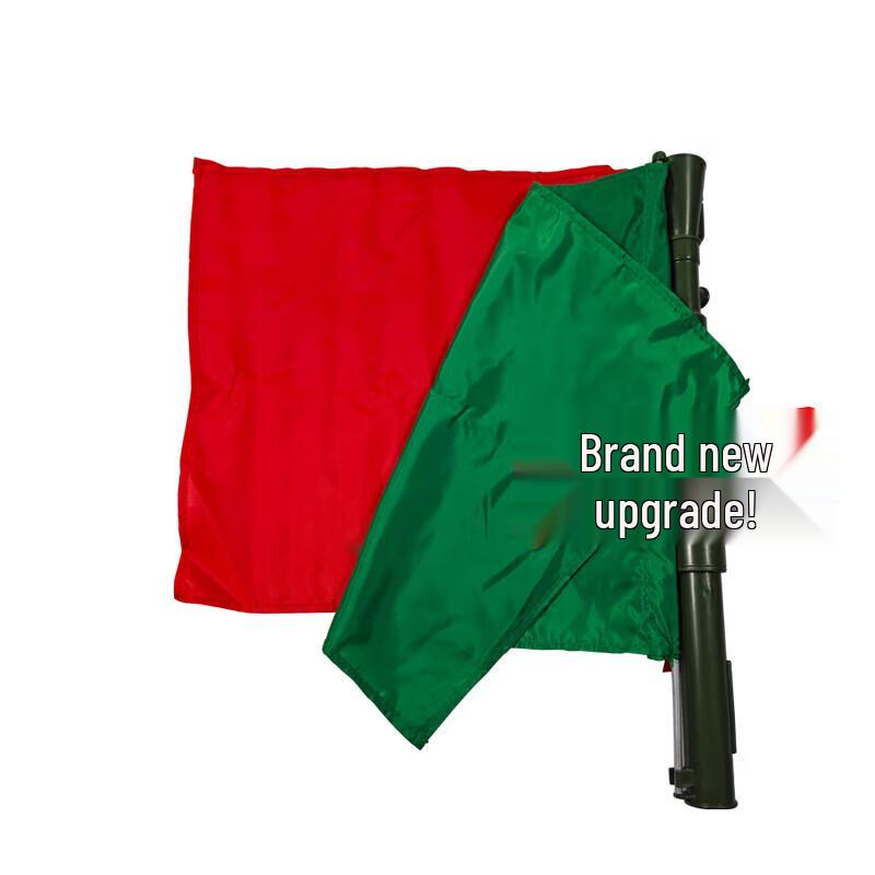Two-Color Signal Command Hand Flag with Horn, Whistle, and Flashlight