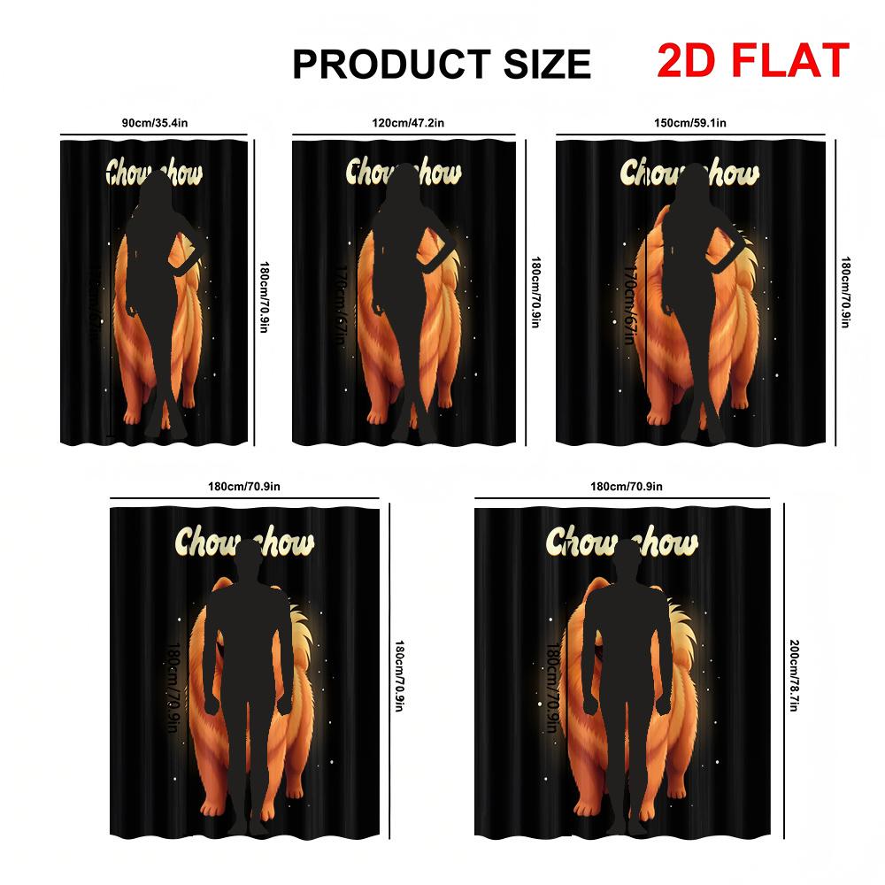 Cute Dog Shower Curtain Bathroom Decor Chow Chow Pet Animal Illustration Waterproof Shower Curtain 180x180cm
