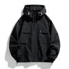 Men Spring Autumn Loose Hooded Tooling Jacket INS Trendy Fat Plus Size Top Coat