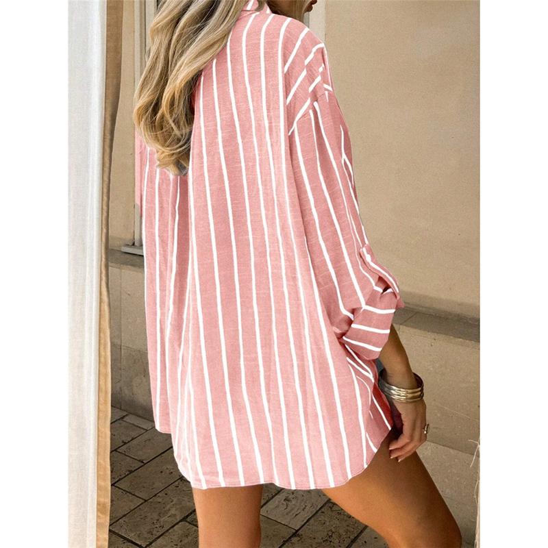 New Autumn Casual Loose Striped Long-sleeved Women's Shirt Vintage Elegant Lady Fashion Female Clothing