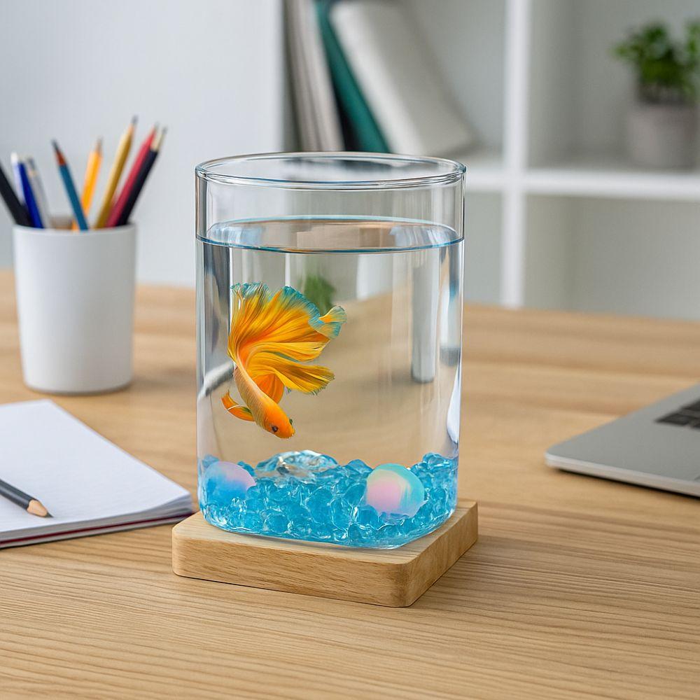 Glass Desktop Fish Tank High Transparency Ecological Tank Betta Fishtank Desktop Decoration