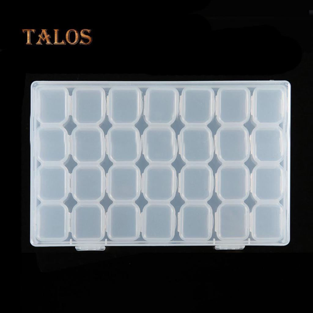 Clear Slots 28 Nail Plastic Art Tools Jewelry Display Storage Box Case Organizer Removable