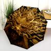 Golden Dragon  Pattern, Automatic Folding Umbrella, Portable and Foldable Design, 8 Ribs, a Christmas or Birthday Gift.