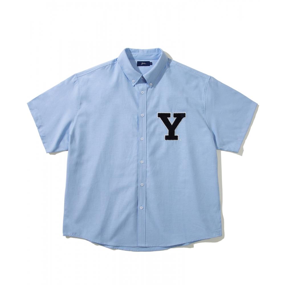 

YALE OXFORD BOUCLE Y LOGO BIG SHIRT BLUE