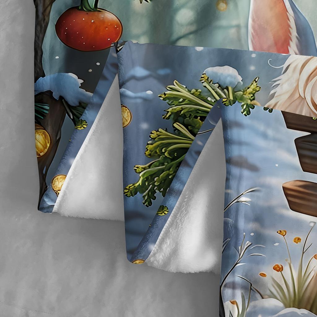 Adorable Winter Bunnies with Carrots Blanket - Soft, Cozy, Stylish Decor for Ultimate Home Comfort and Ideal Gift Choice