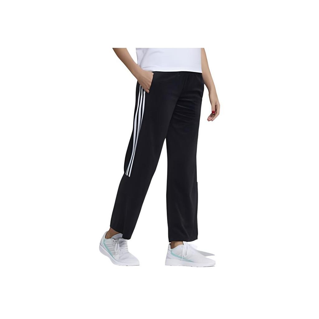 Adidas Logo Embroidered Straight Leg High Waist Knitted Sports Pants Women Pants Black GK8762