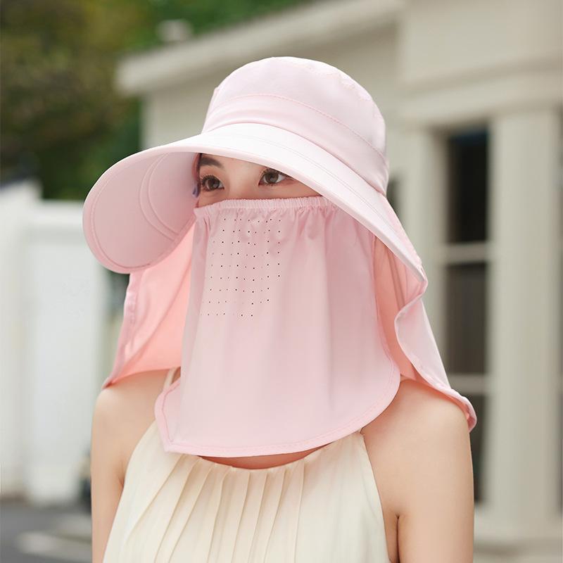 Summer Hats Women, Face-Shielding Shawl, Fisherman's Hat, Outdoor, Breathable Tea-Picking Hat Large-Brimmed