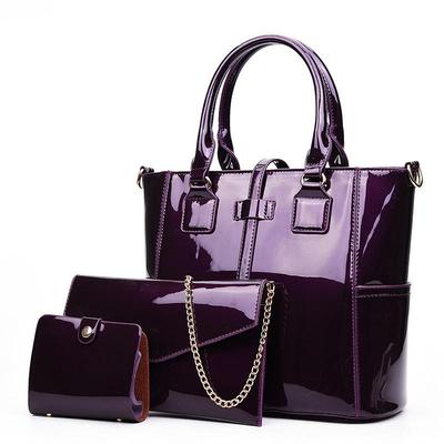 Set de Genți de Mână și Crossbody Lucioase pentru Femei, Capacitate Mare, Mamă și Copil, Piese în Trei, 2024