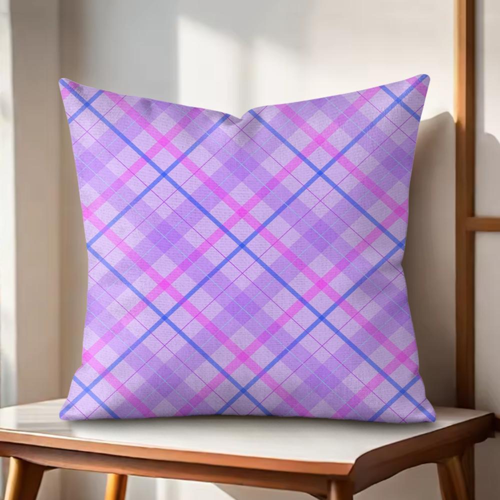 purple diamond pattern Cushion Cover Natural Linen Organic Fabric DoubleSided Printing Couch Pillow Covers Home Decor Gift