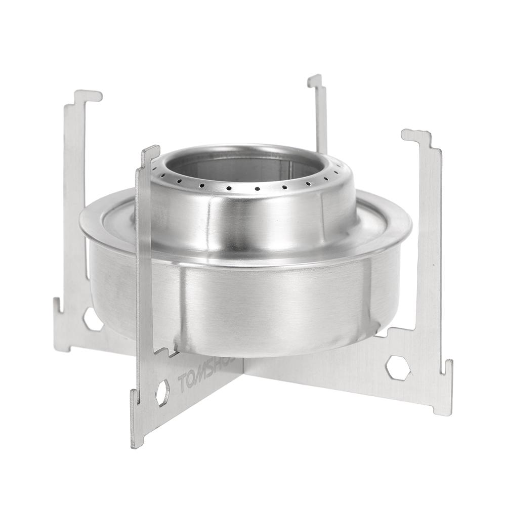 TOMSHOO Mini Alkoholkocher Tablett Spirituskocher Tragbarer Mini Ultraleichter Outdoor Campingkocher Ofen mit Kreuzständer