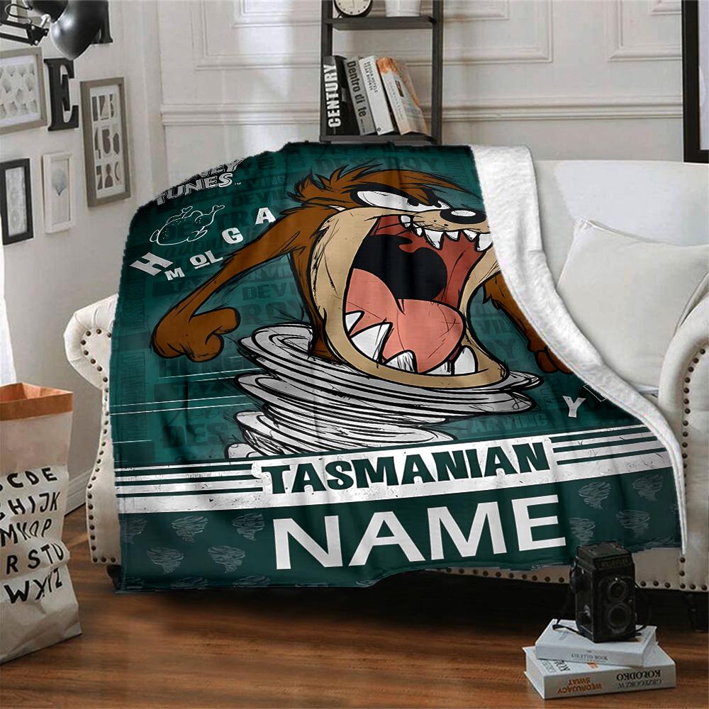 Customizable Taz2 Throw Blanket – Personalized Name, All-Season Cozy Snug Blanket, Machine Washable, Personalized Blanket