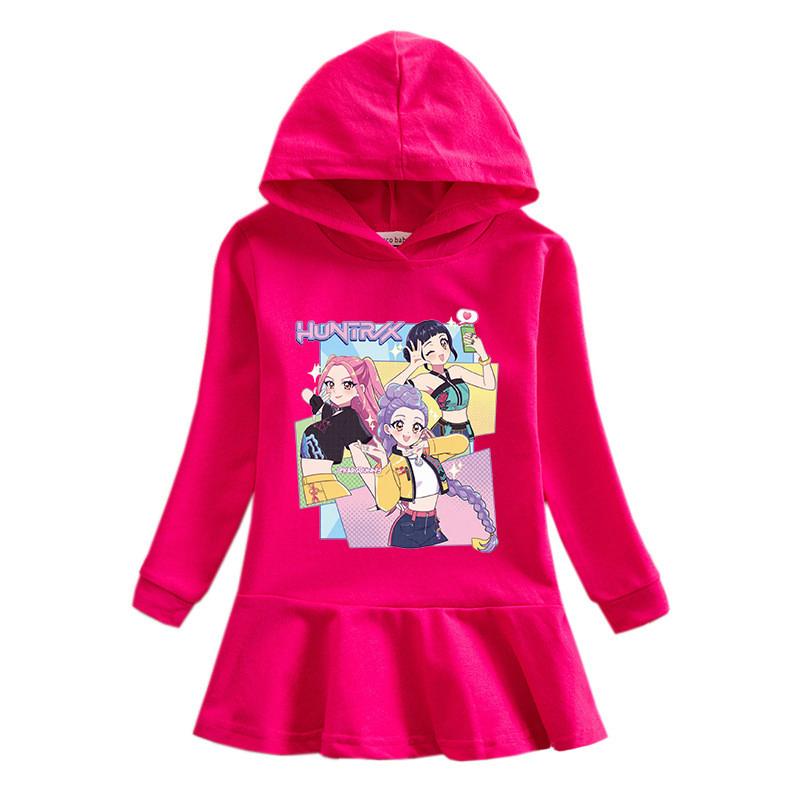 Girls Kpop Rumi Zoey Mira Hunters Print Mira Zoey Rumi Hooded Dress