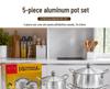 Africa Aluminum 5-Piece Casserole Pot Set for Household Kitchens