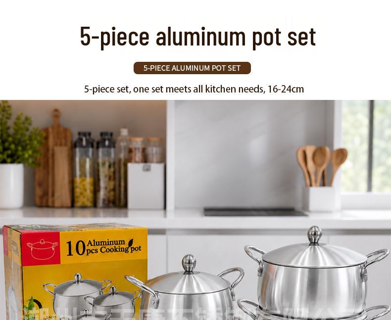 Africa Aluminum 5-Piece Casserole Pot Set for Household Kitchens