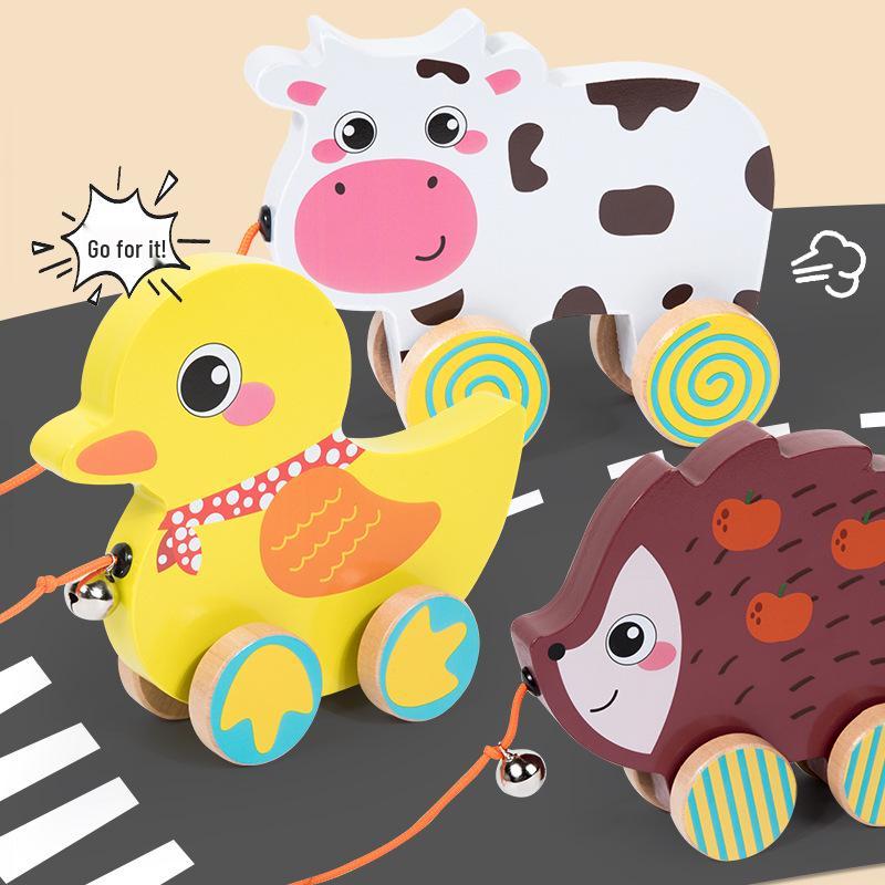 Cartoon Animal Pull Cart and Leash - Early Education Toy for Infants 0-3 Years
