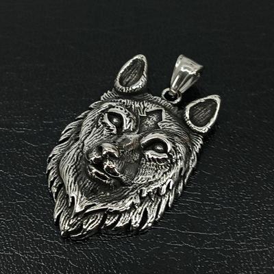 Used Silver Wolf Fox Necklace Pendant Vintage