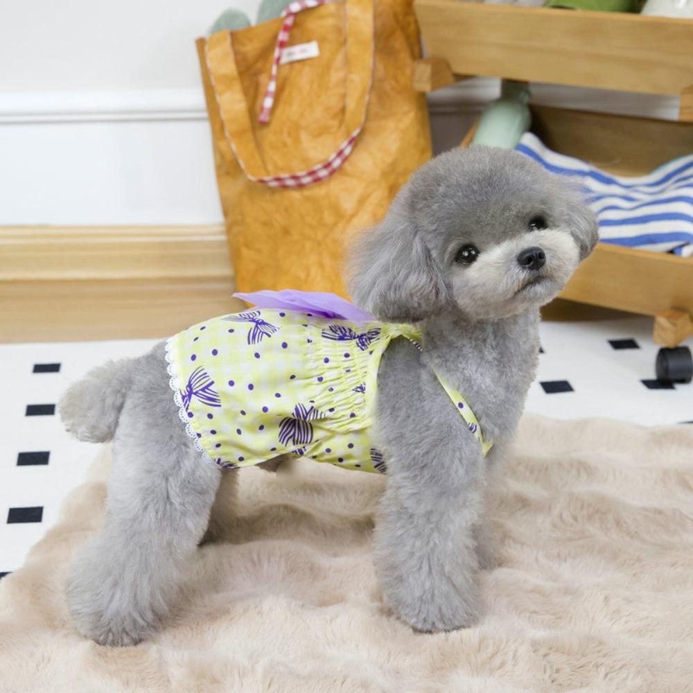 

Хлопковая одежда для питомцев, приятная к коже, юбка для щенка йоркшира, весенне-летнее платье для питомца, кошка M жёлтый