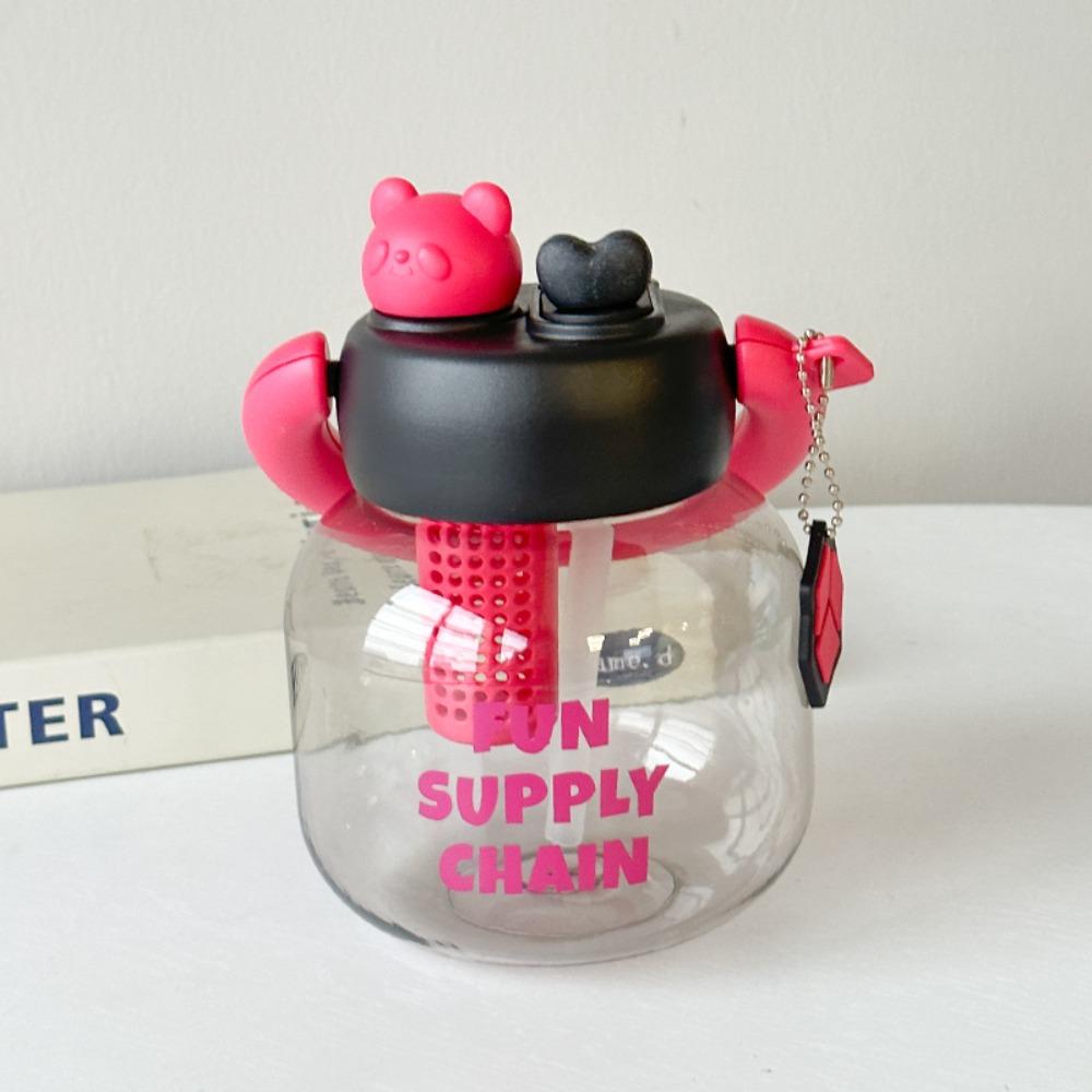 

Пластиковая чашка 800 мл с трубочкой, мультяшная спортивная бутылка для воды, для занятий спортом на открытом воздухе красный