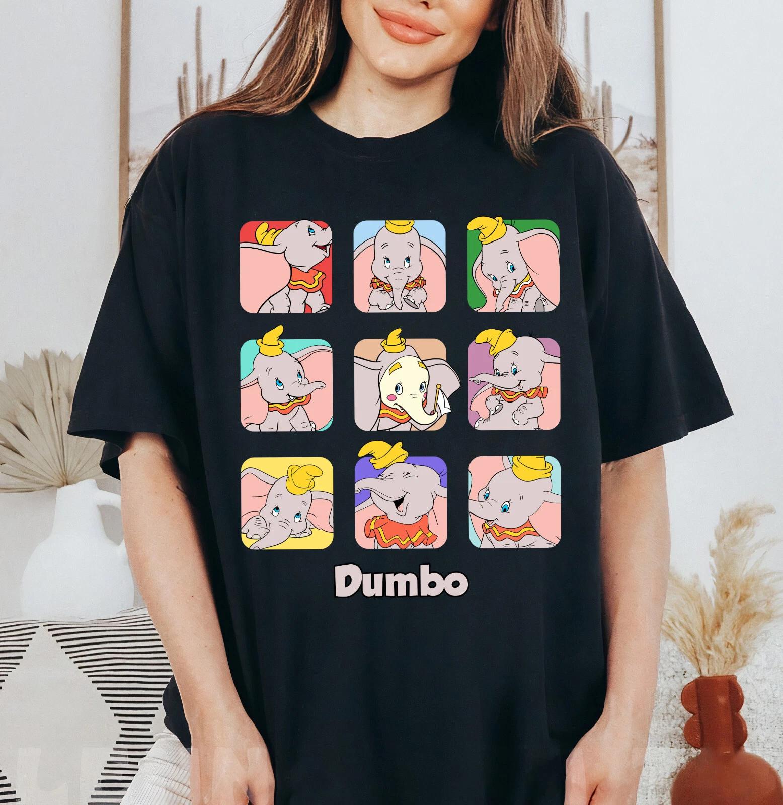 Dumbo Emoji Cute Dumbo Shirt Womens New Casual Fashion Unisex and Women Couple Street Wear S