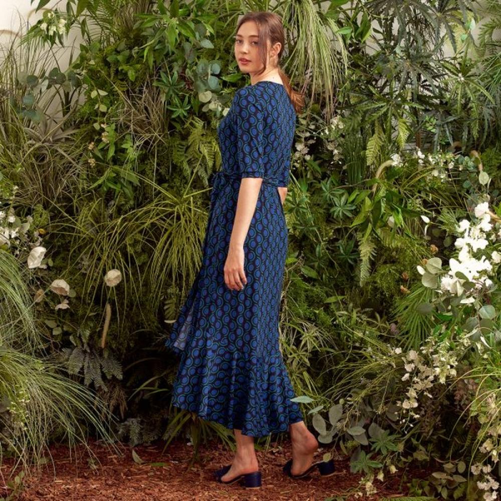 Lipbbam Creora Vivienne 3 4 Sleeve Frill Wrap Dress Ldm42oc01