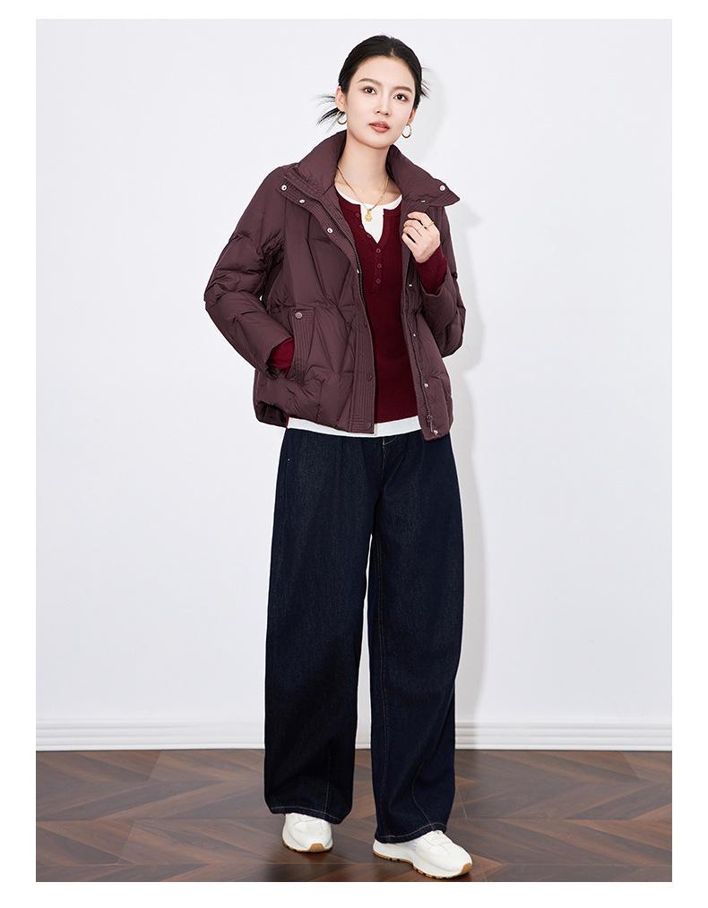 Popular Stand-up Collar 90% White Duck Down Fashion Temperament High-neck Short Down Jacket Women's Winter Jacket