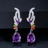 E0271 Angel Wings, Color Zircon Water Drop Earrings Needles High-End Banquet Women'S Accessories