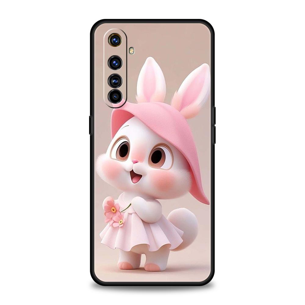 A Cute Rabbit With A Purple Hat Phone Case for Realme 8 9 Pro Plus 8i 9i 6 7 GT2 C21 C25 C3 C11 11 Pro 5G Plus Shockproof Shell