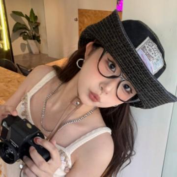 Korean Version Sticker Bear Denim Bucket Hat Women's Spring and Summer Retro Big Brim Mountaineering Hat Showing Face Small Sunshade Sunscreen Hat